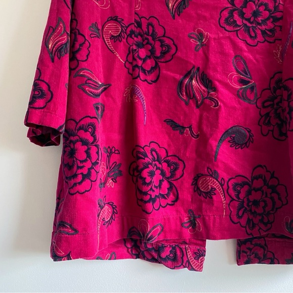 Home Sewn Fuchsia Floral Corduroy Open Front Jacket - Picture 12 of 12